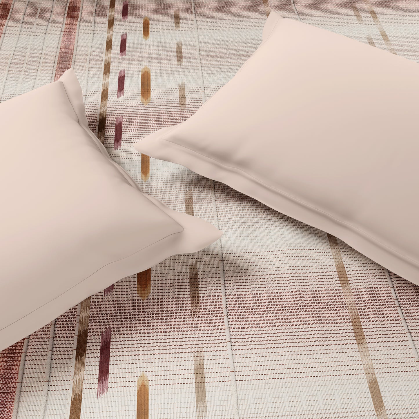 Luxury Loom Impressions 100% Egyptian Cotton Double Quilt, 350 TC, Geometric, Light Blush