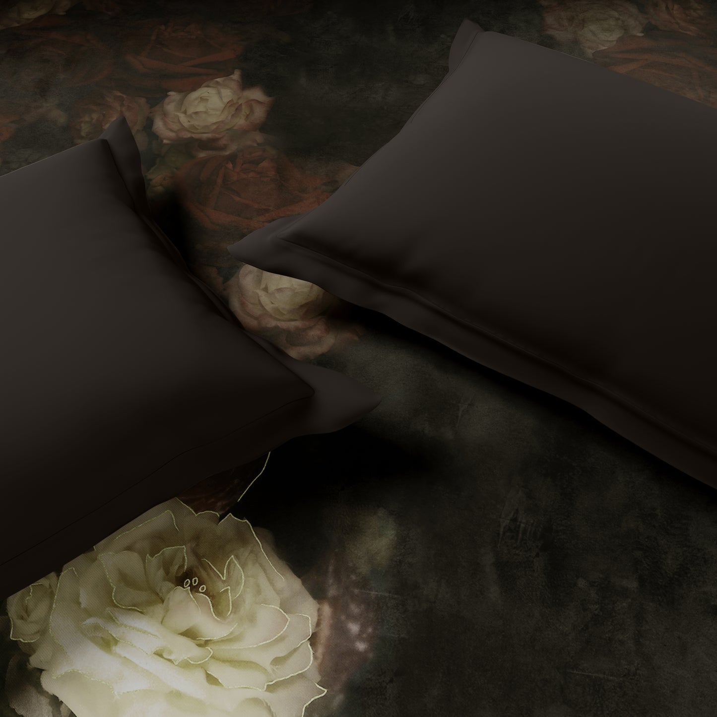 Elegance Noir 100% Cotton Double Quilt, 210TC, Floral, Dark Brown