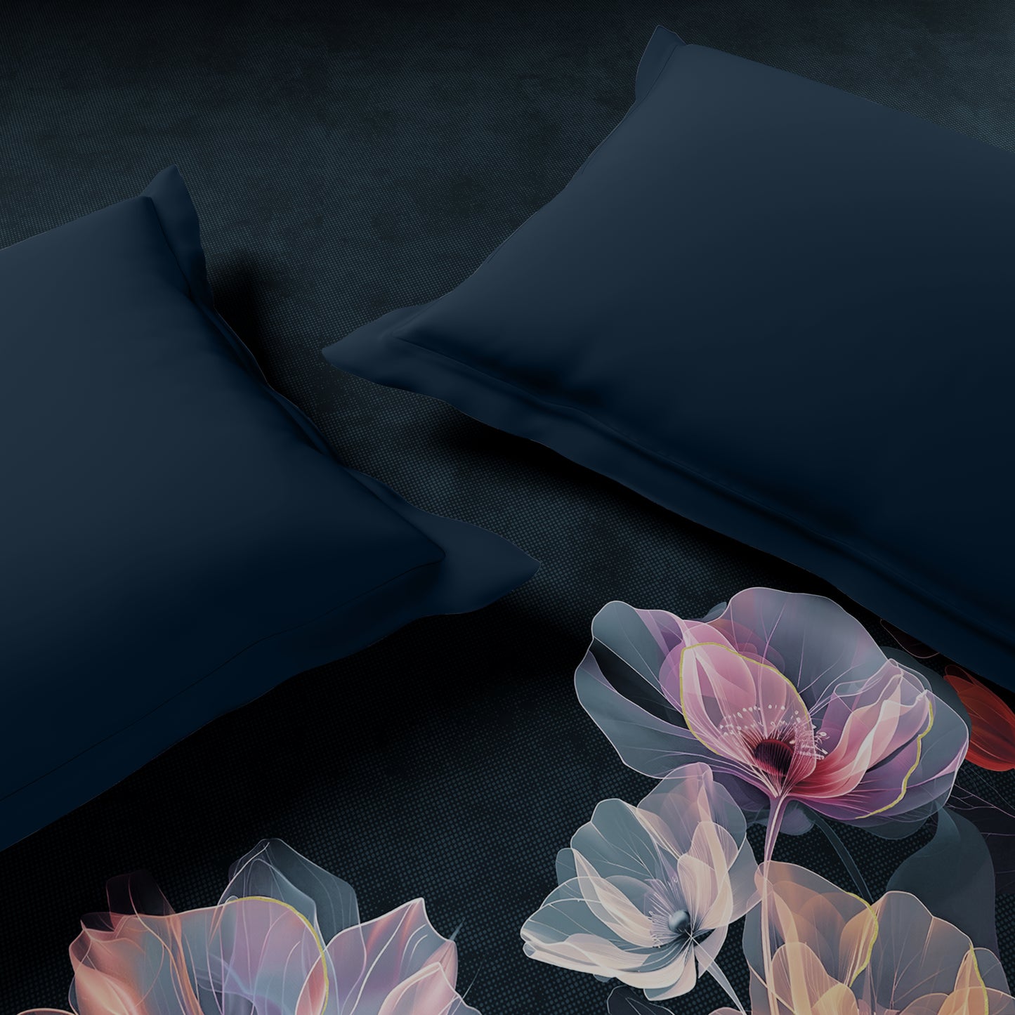 Elegance Noir 100% Cotton Double Quilt, 210TC, Floral, Dark Teal