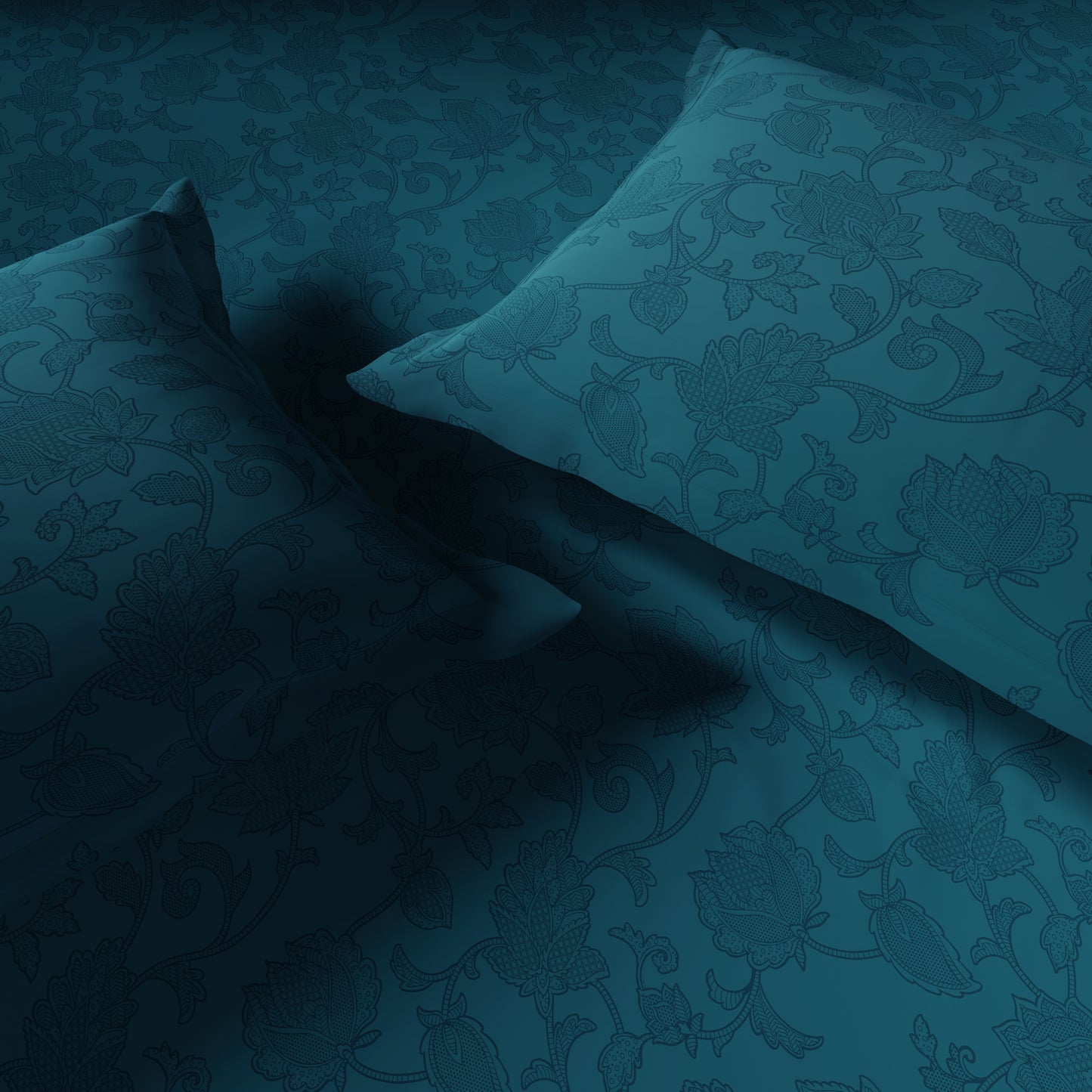 Elegance 100% Cotton Large Bedsheet, 300 TC, Floral, Dark Blue