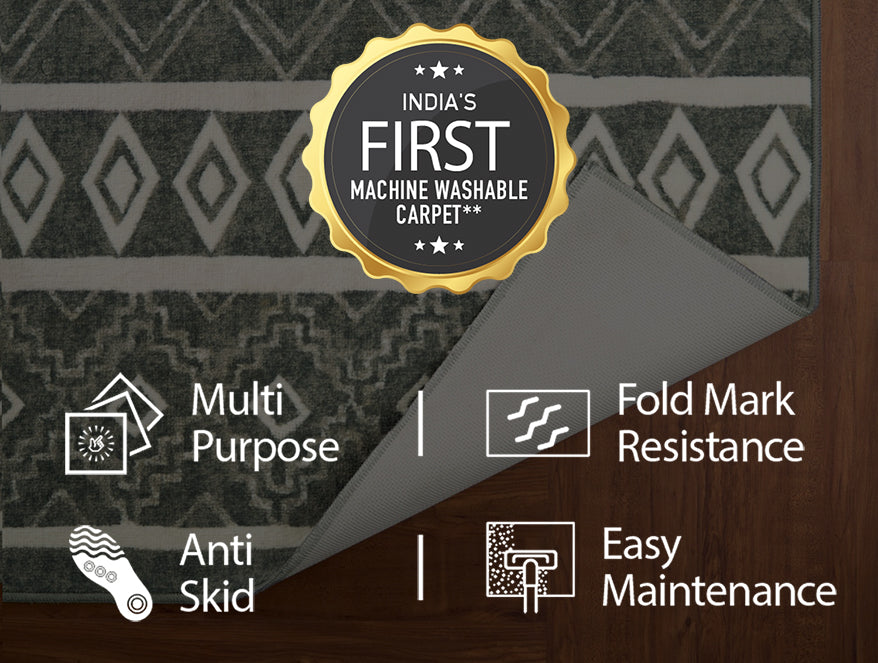 Anti Skid Grey Wonder Full Carpet By Welspun
