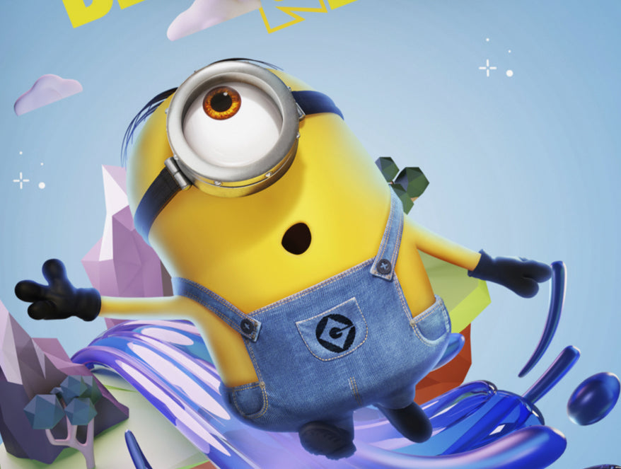 Character Ice Blue - Light Blue 100% Cotton Single Bedsheet - Virtual Nature Minions By Spaces