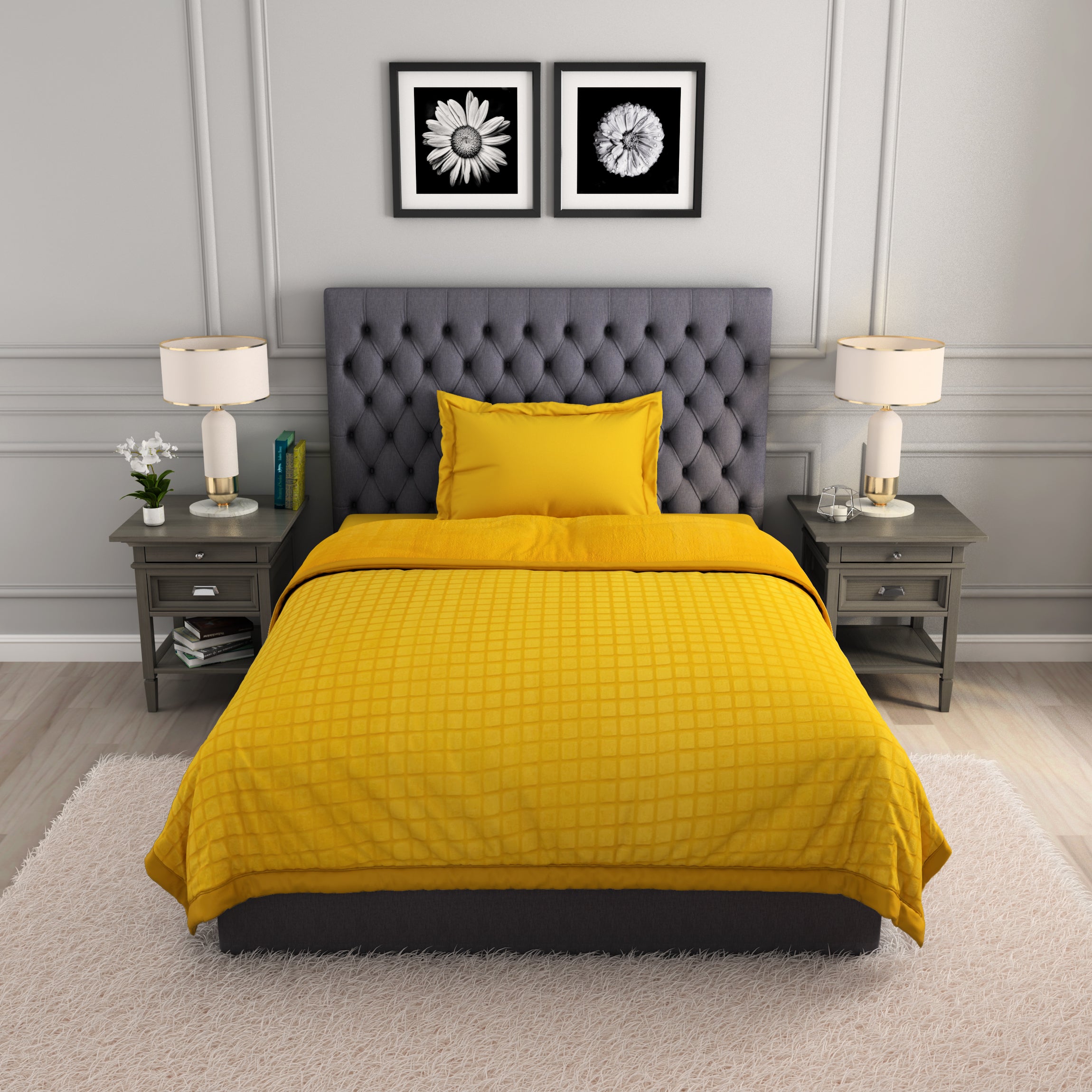 Geometric Calendula Yellow Fleece Blanket Haven By Spaces