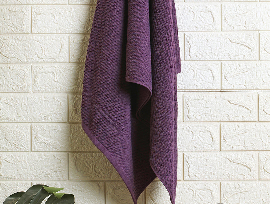 Stripe Dark Violet 100% Cotton Bath Towel - Relish By Spaces