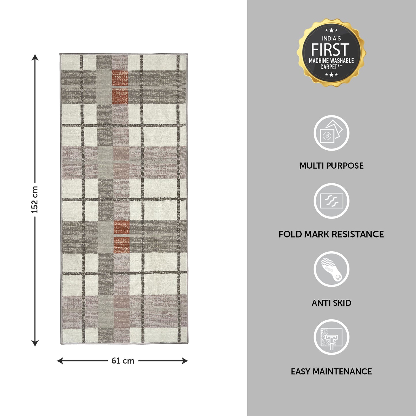 Cream Polyester Runner - Blissful By Spaces