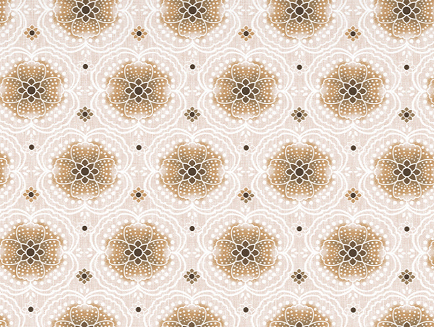 Ornate Brown Polycotton Bedsheets Double Harmony - By Welspun