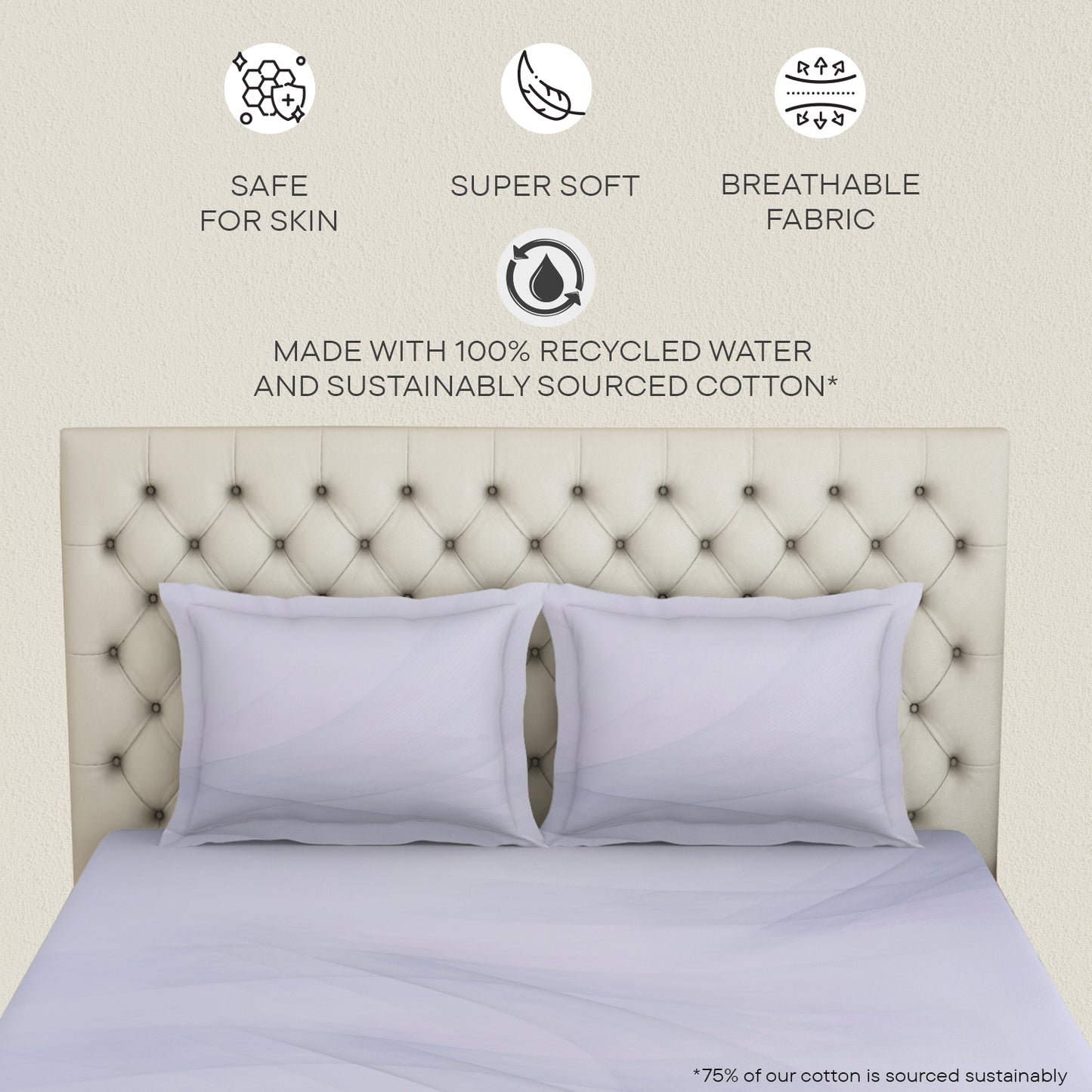 Essentials 100 % Cotton Large Bedsheet, 180 TC, Geometric, Light Violet