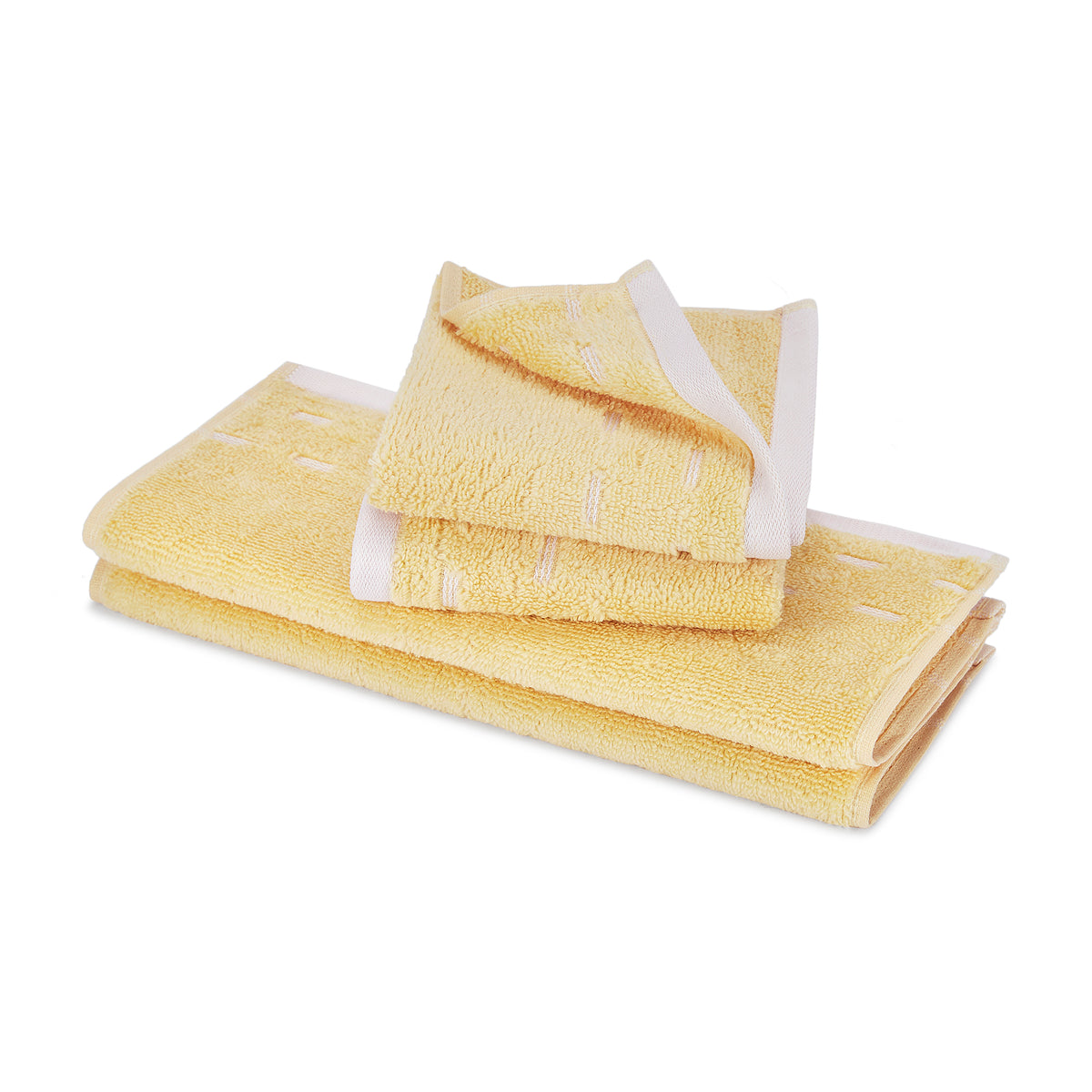 Airsoft 100% Cotton Face Towel Set (4 Pcs), 450 GSM, Solid, Yellow