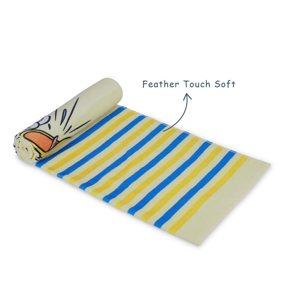 Teenz 100% Cotton Bath Towel, 450 GSM, Character, Light Yellow