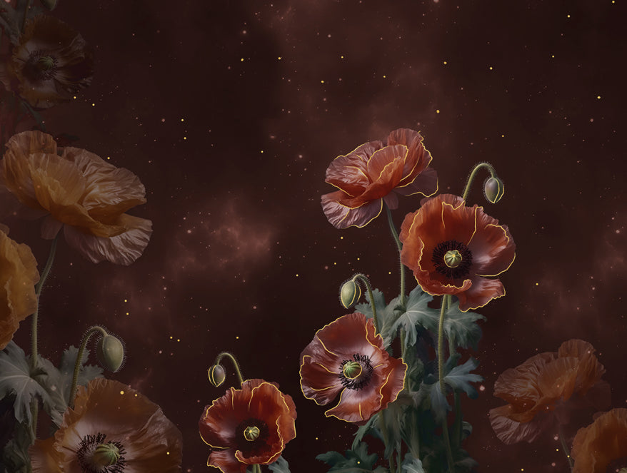 Elegance Noir 100% Cotton Large Bedsheet, 210TC, Floral, Dark Brown