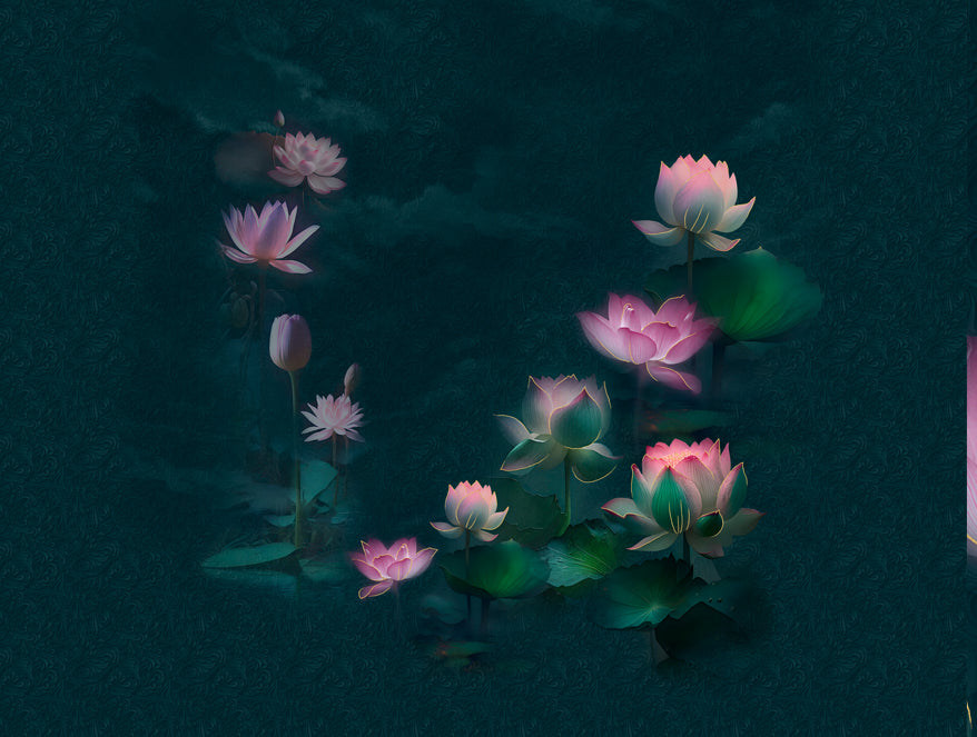 Elegance Noir 100% Cotton Large Bedsheet, 210TC, Floral, Dark Teal