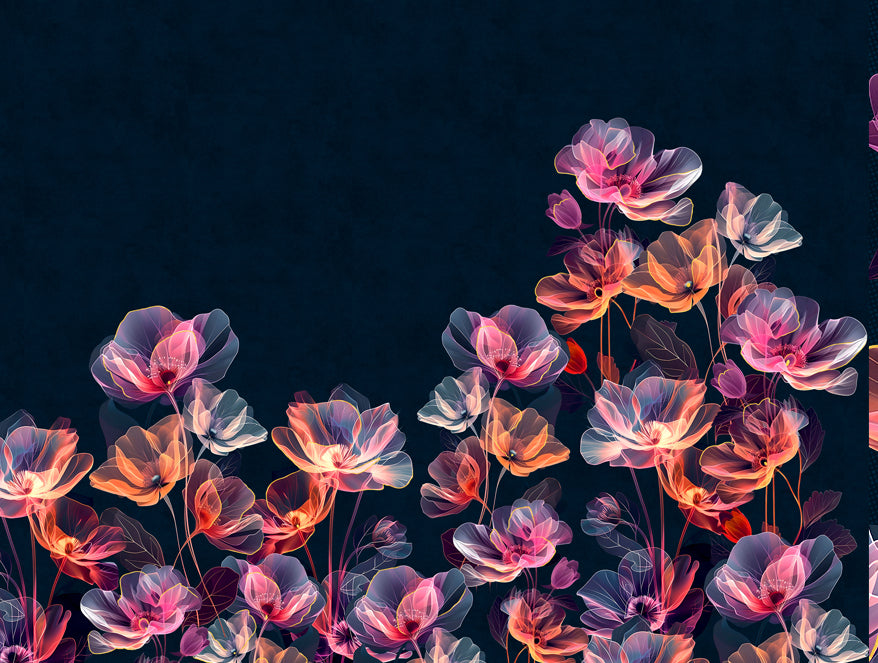 Elegance Noir 100% Cotton Large Bedsheet, 210TC, Floral, Dark Teal