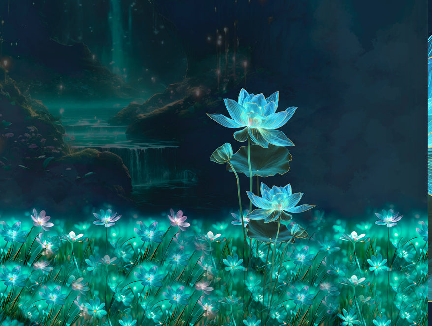 Elegance Noir 100% Cotton Large Bedsheet, 210TC, Floral, Dark Blue