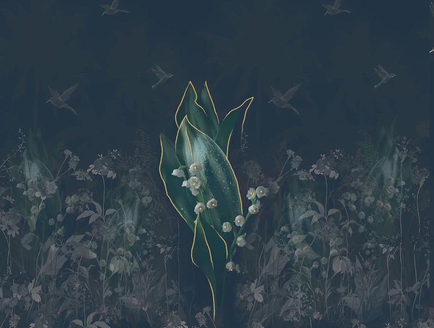 Elegance Noir 100% Cotton Large Bedsheet, 210TC, Floral, Dark Teal