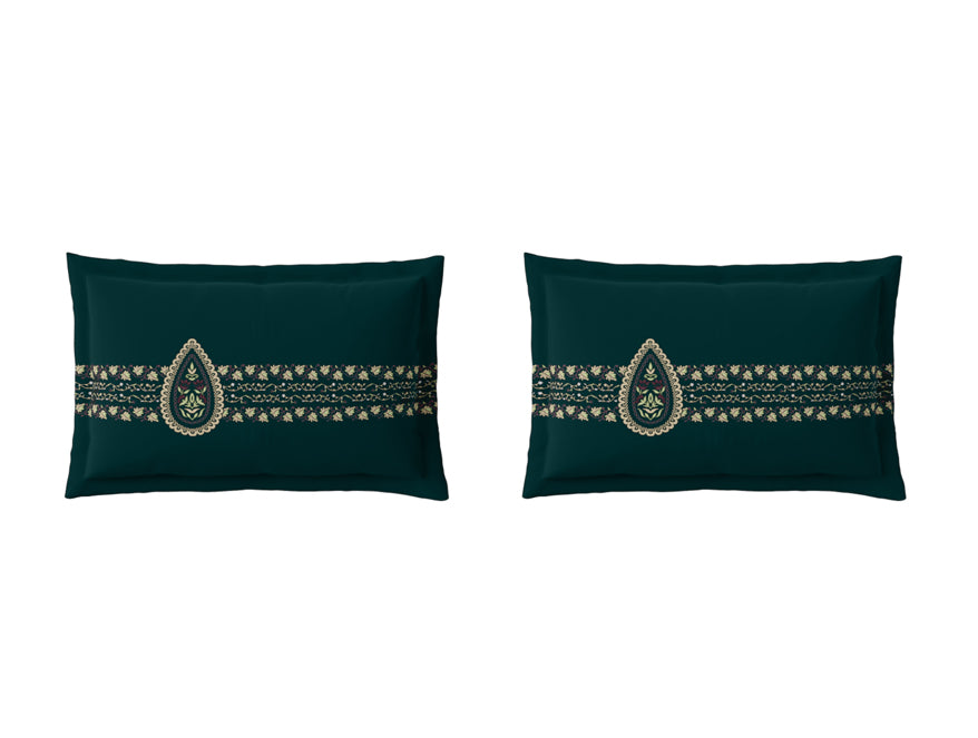 Rangana Multi 100% Cotton Large Bedsheet, 210 TC, Ornate, Dark Teal