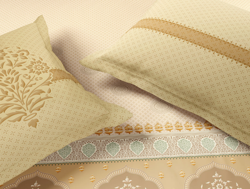 Rangana Muted 100% Cotton Large Bedsheet, 210 TC, Ornate, Blush