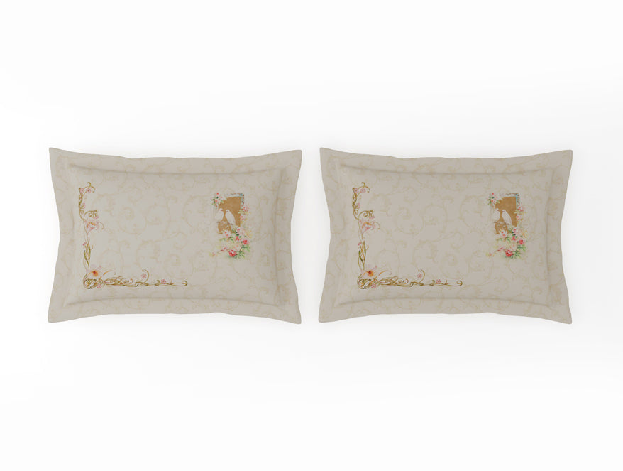 Organic Cotton Large Bedsheet, 180 TC, Ornate, Cream