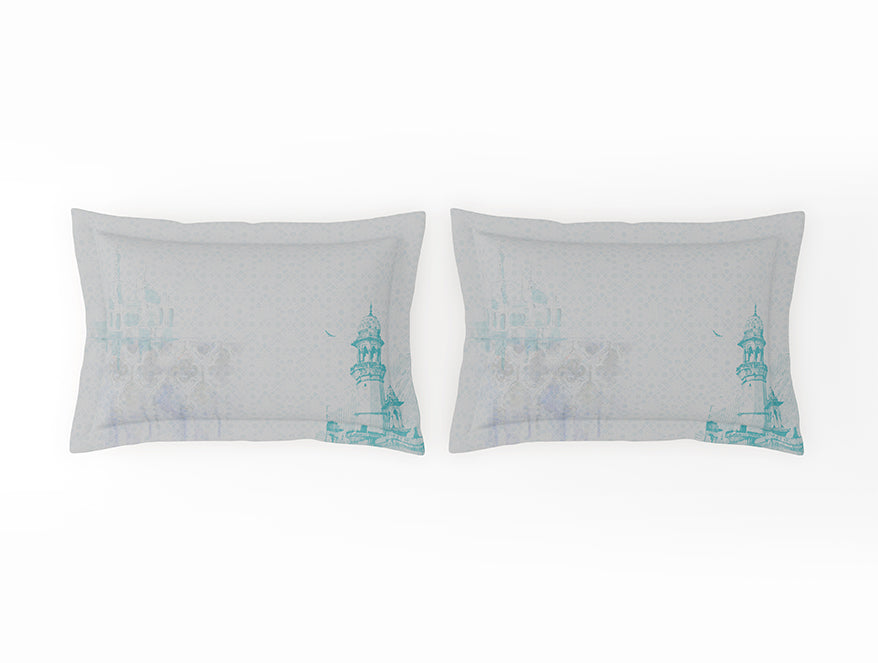 Organic Cotton Large Bedsheet, 180 TC, Abstract, Light Grey