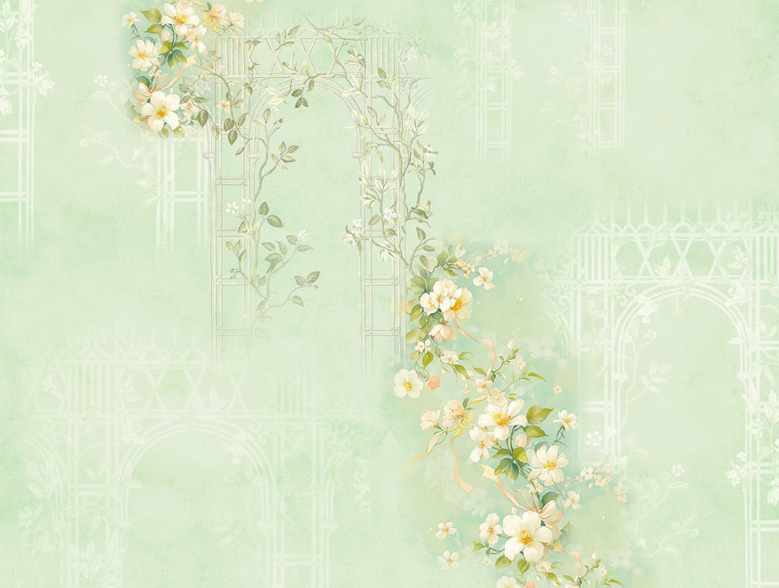 Organic Cotton Double Quilt, 180 TC, Floral, Light Green