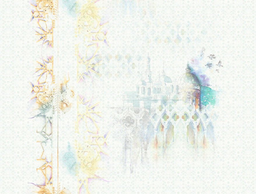 Organic Cotton Double Quilt, 180 TC, Abstract, Light Grey