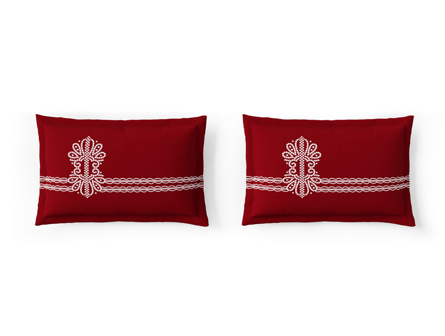 Essentials 100% Cotton Large Bedsheet, 144 TC, Ornate, Dark Red