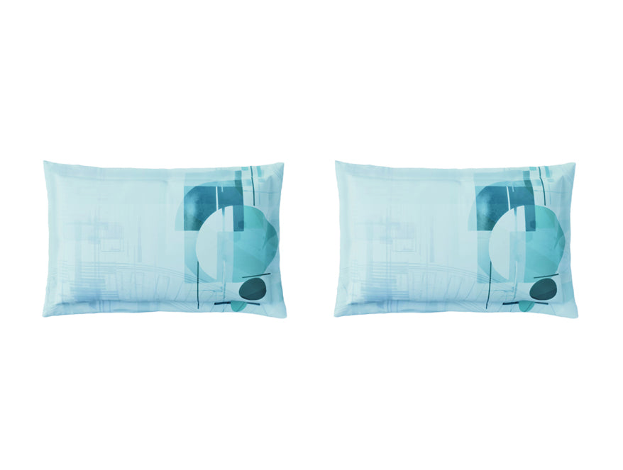 Essentials Premium 100% Cotton Large Bedsheet, 132 TC, Geometric, Light Blue