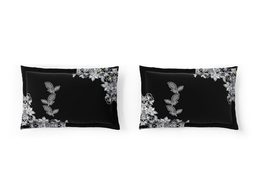 Essentials 100% Cotton Double Bedsheet, 132 TC, Floral, Black