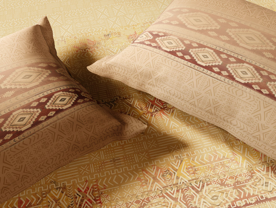 Innovations Hygro Cotton Large Bedsheet, 210 TC, Geometric, Light Brown