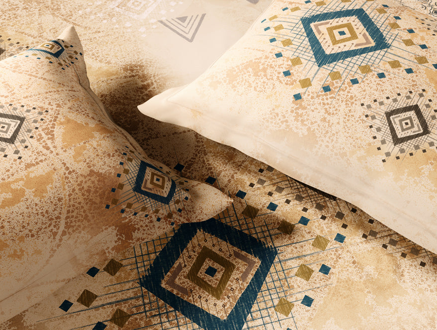Innovations Hygro Cotton Large Bedsheet, 210 TC, Geometric, Beige