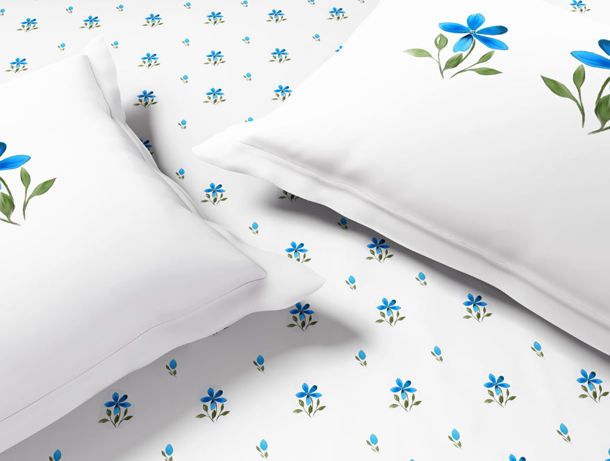 Innovations Hygro Cotton Large Bedsheet, 210 TC, Floral, White
