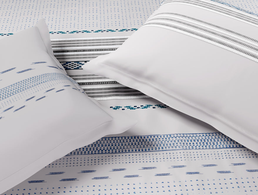 Luxury Loom Impressions 100% Egyptian Cotton Large Bedsheet, 350 TC, Geometric, Light Grey