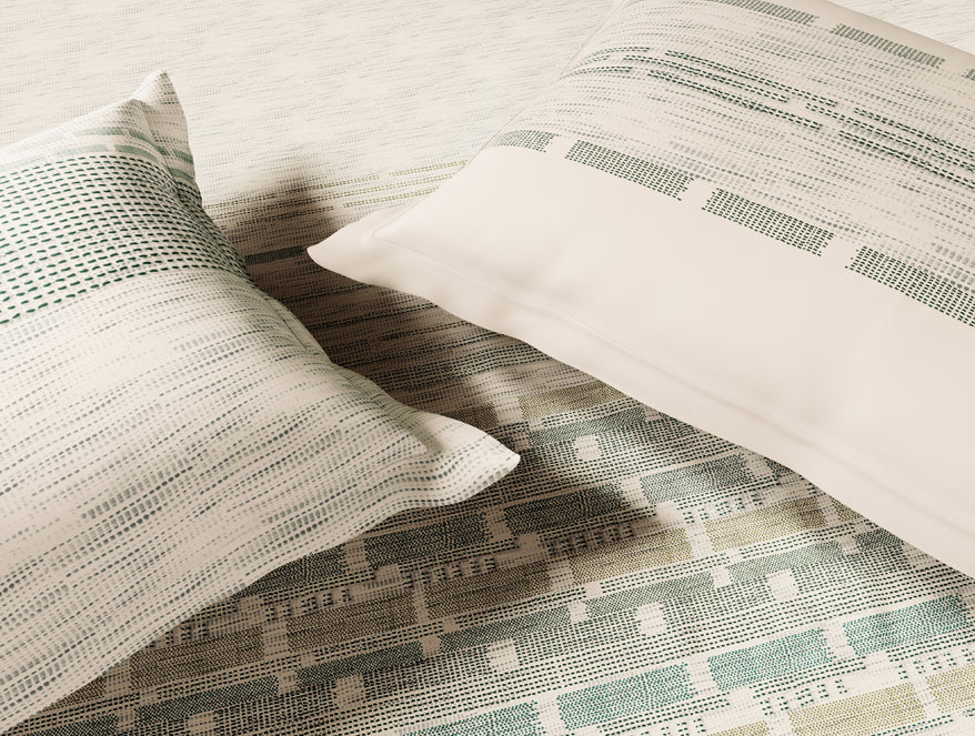 Luxury Loom Impressions 100% Egyptian Cotton Large Bedsheet, 350 TC, Geometric, Cream