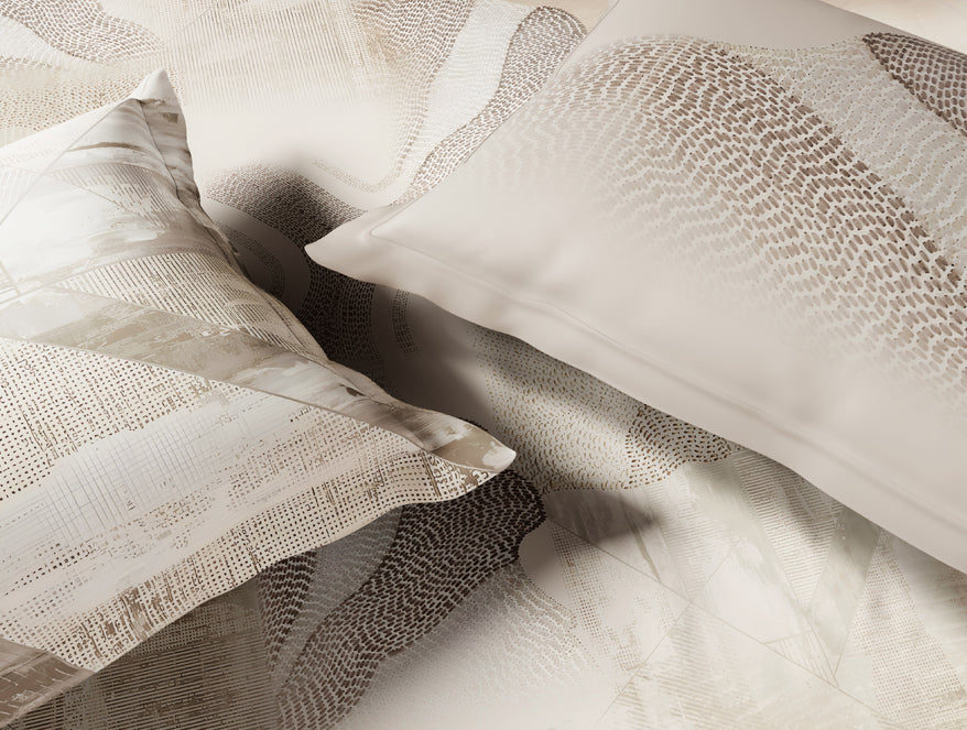 Luxury Alive 100% Cotton Large Bedsheet, 300 TC, Abstract, Cream