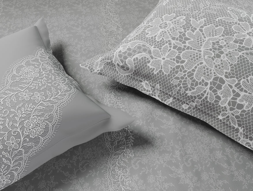 Luxury Alive 100% Cotton Large Bedsheet, 300 TC, Floral, Light Grey