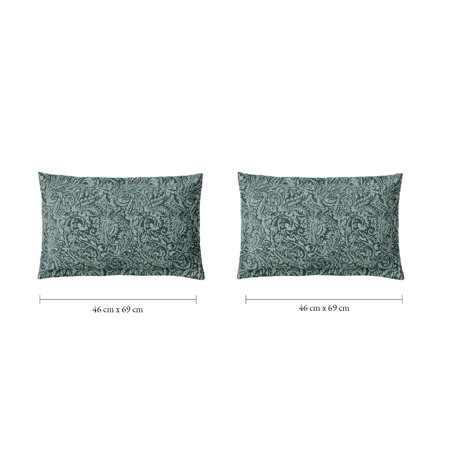 Spaces Flora 100% Cotton 144 TC Percale Floral Large Bedsheet with 2 Pillow Covers, Ice