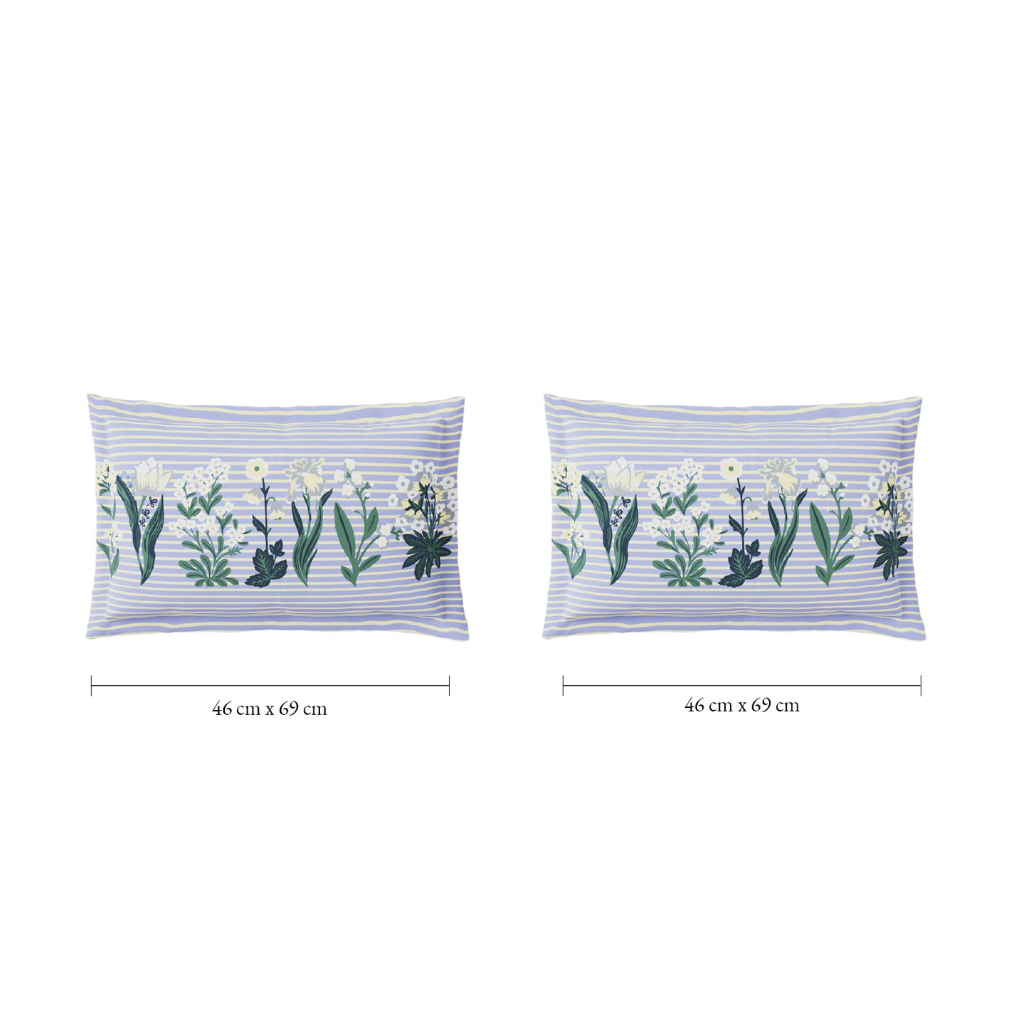Spaces Flora 100% Cotton 144 TC Percale Floral Large Bedsheet with 2 Pillow Covers, Light Blue