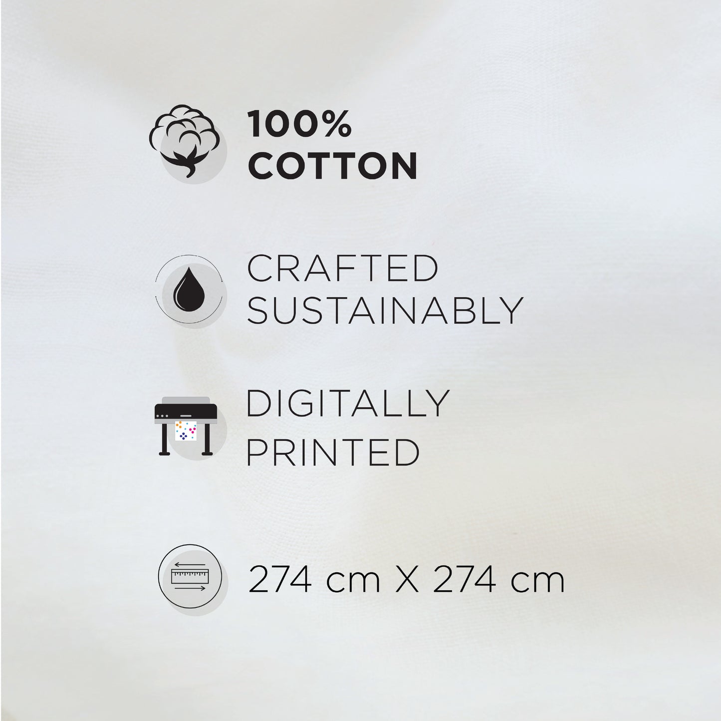 Spaces Riviera 100% Cotton 200 TC Percale Abstract Design Permium Large Bedsheet with 4 Pillow Covers, Bright White