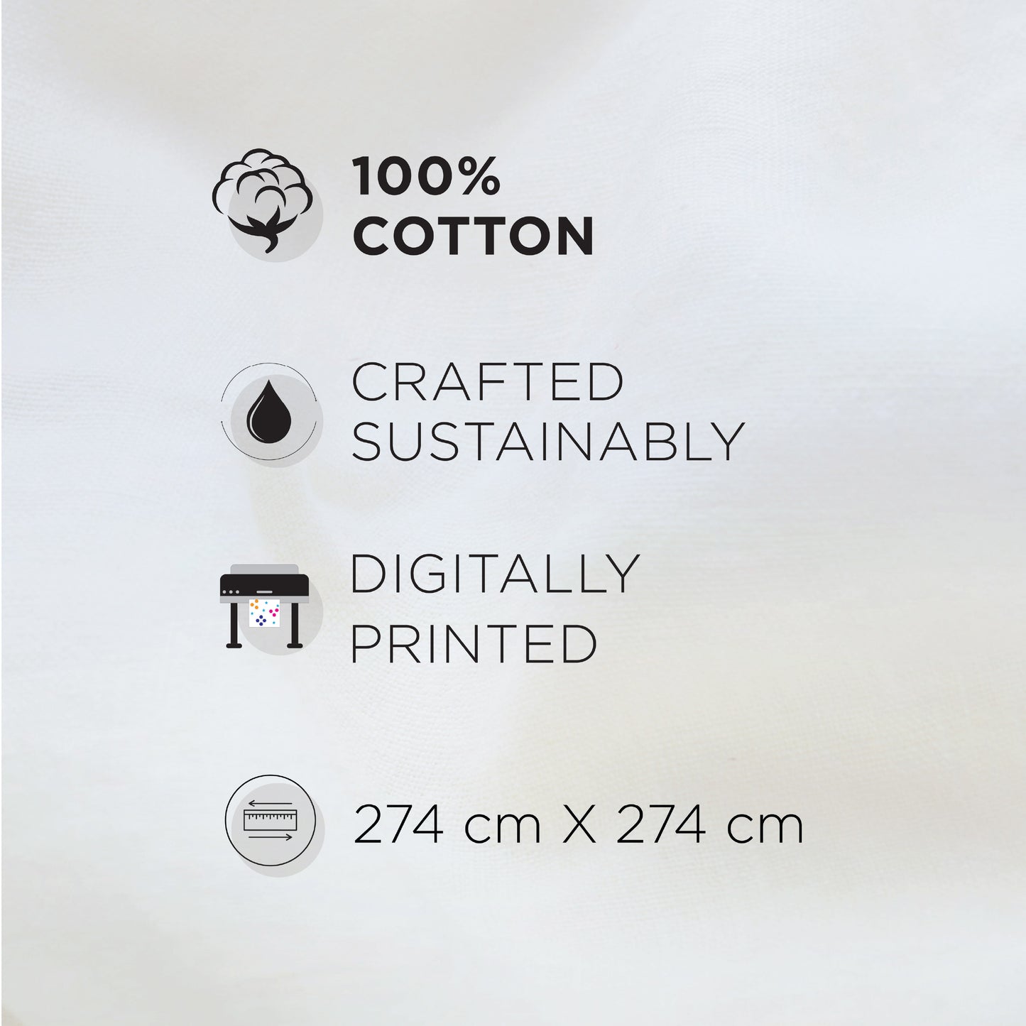 Spaces Vortex 100% Cotton 180 TC Percale Geometric Permium Large Bedsheet with 4 Pillow Covers, White