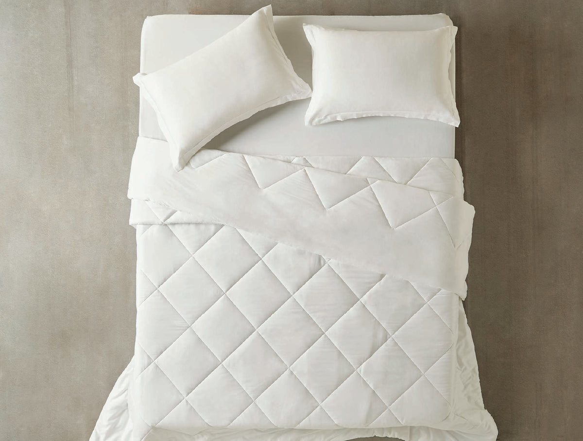 Spaces Aven White Solid 100% Cotton 210 TC Single Quilt - 60 x 86 Inches