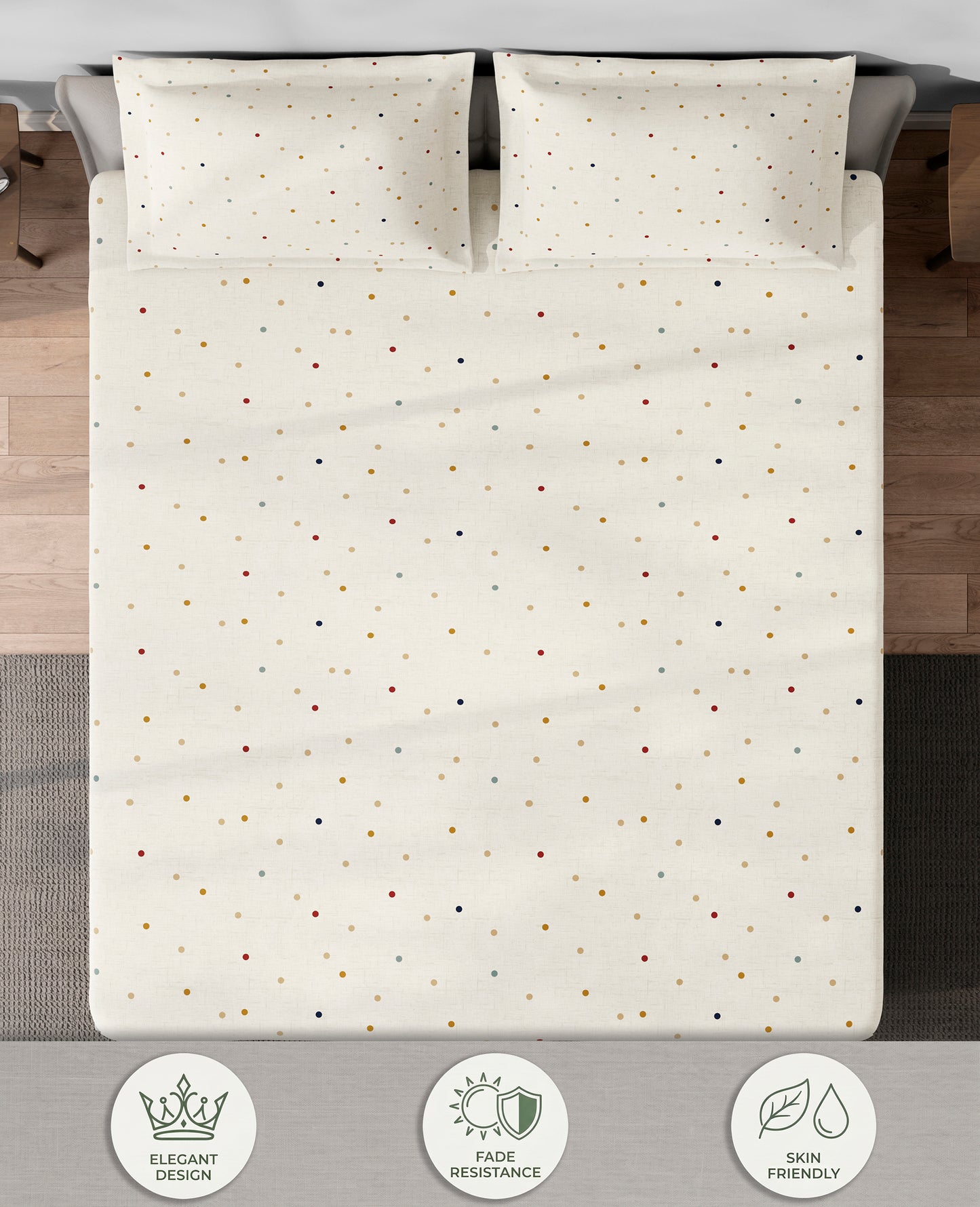 Spaces Aeris Beige Geometric Cotton 144TC Percale King Fitted Sheet