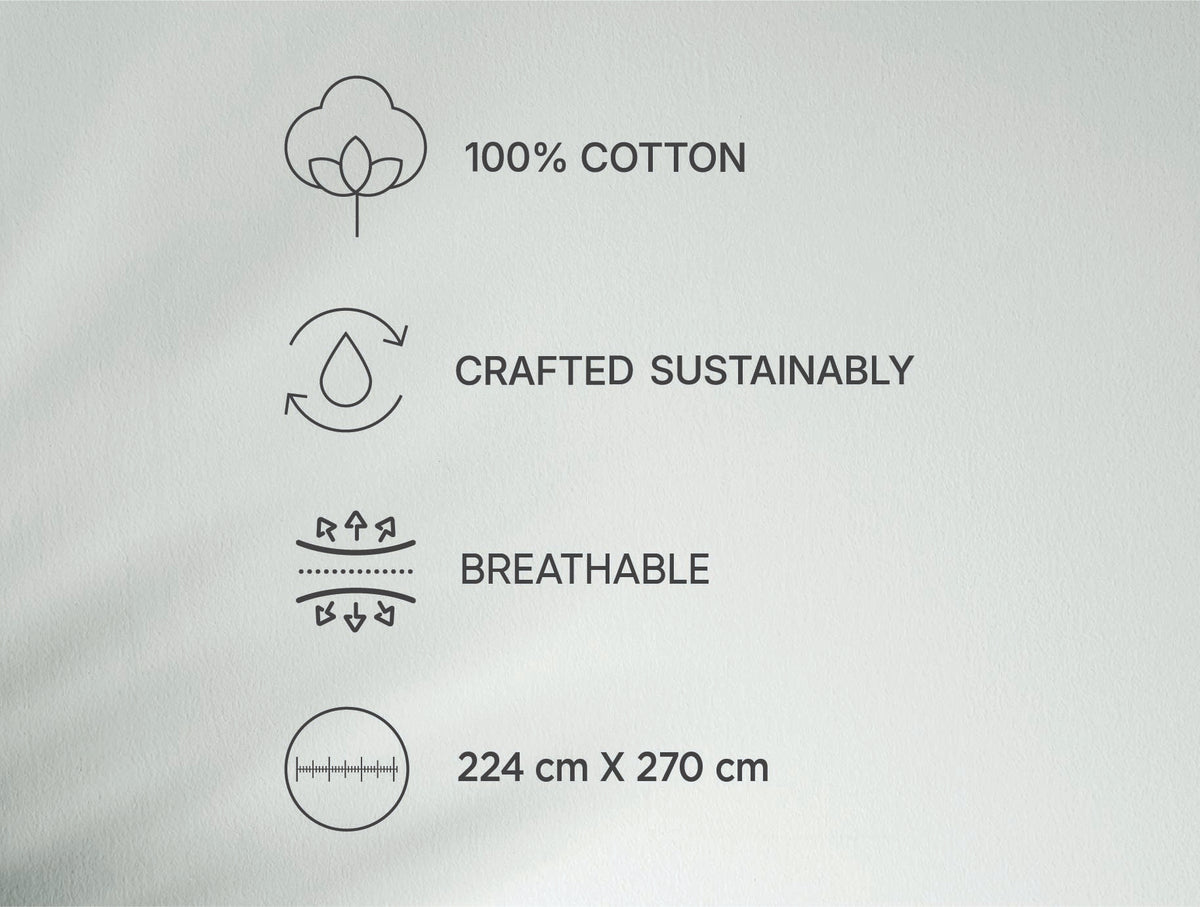 Spaces Fiora Beige Geometric 100% Cotton Double Quilt Blanket - 88 x 106 Inches