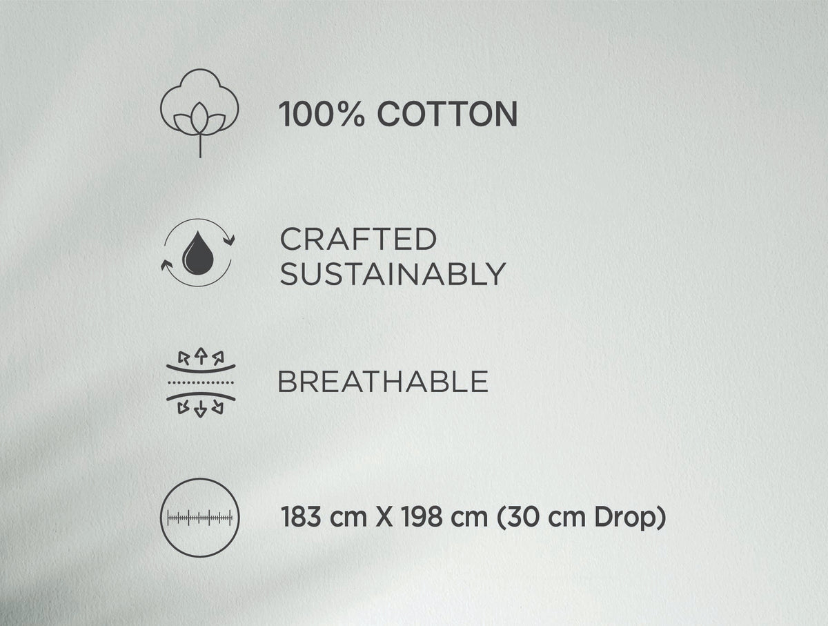 Spaces Fiora Beige Geometric 100% Cotton King Fitted Sheet with 2 Pillow Covers - 72 x 78 Inches