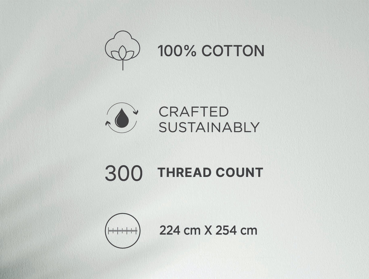 Spaces Meraki Light Taupe 100% Cotton 300 TC Floral Premium Large Bedsheet with 4 Pillow Covers - 108 x 108 Inches