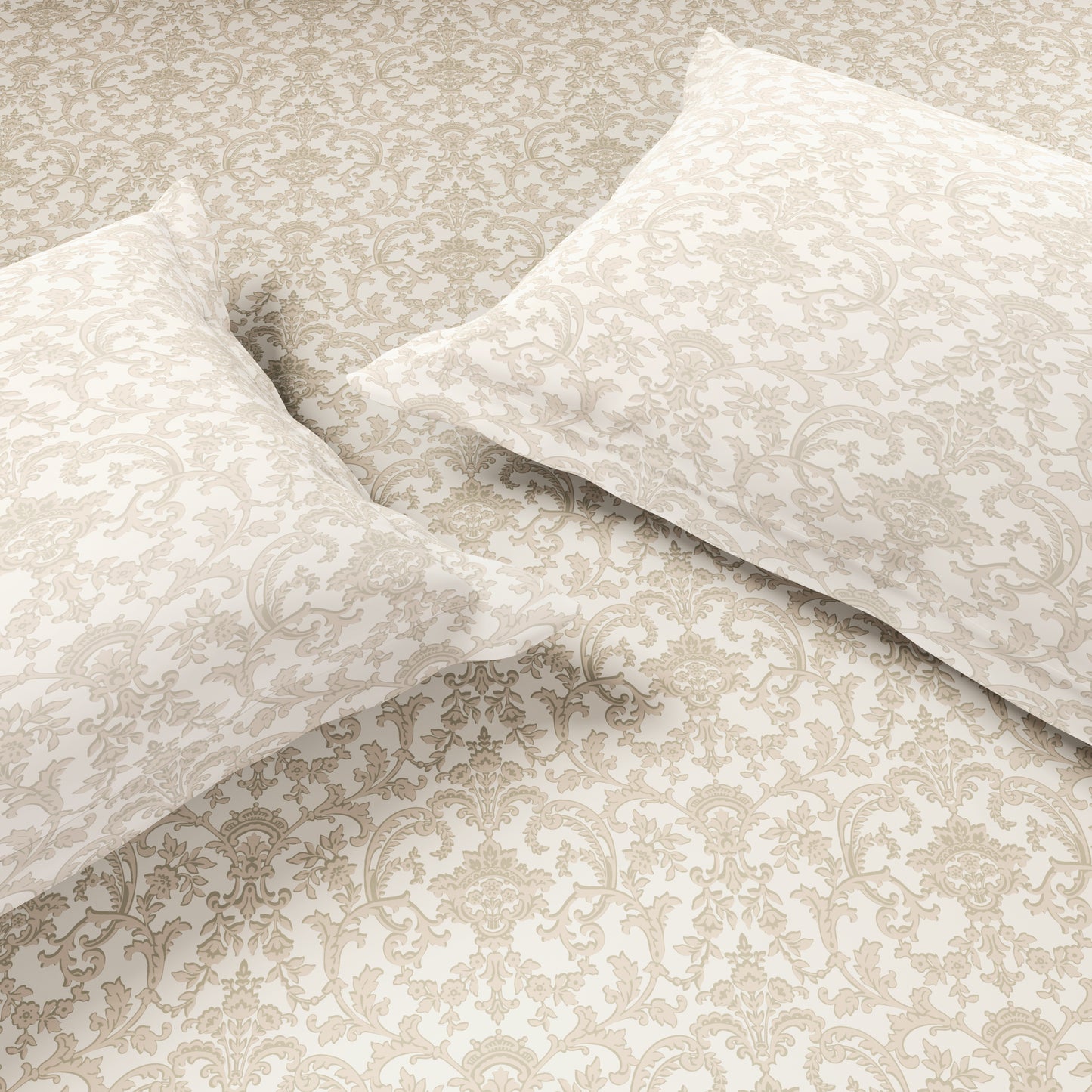 Elegance 100% Cotton Large Bedsheet, 300 TC, Geometric, Cream