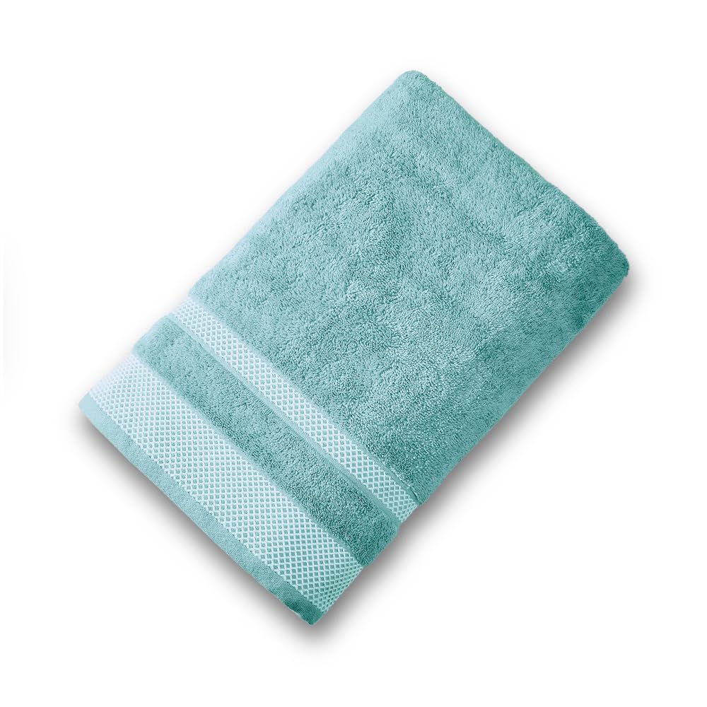 Aqua Green - Light Green 100% Cotton Bath Towel - Hygro By Spaces