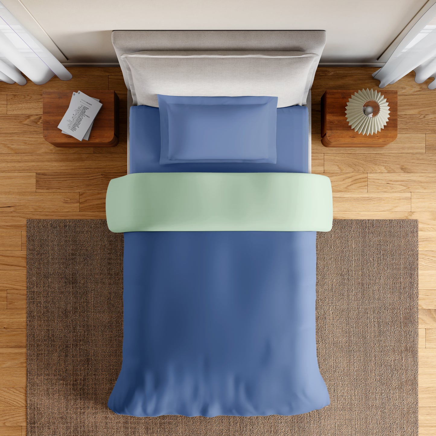 Essentials 100% Cotton Single Quilt, 170 TC, Solid, True Blue