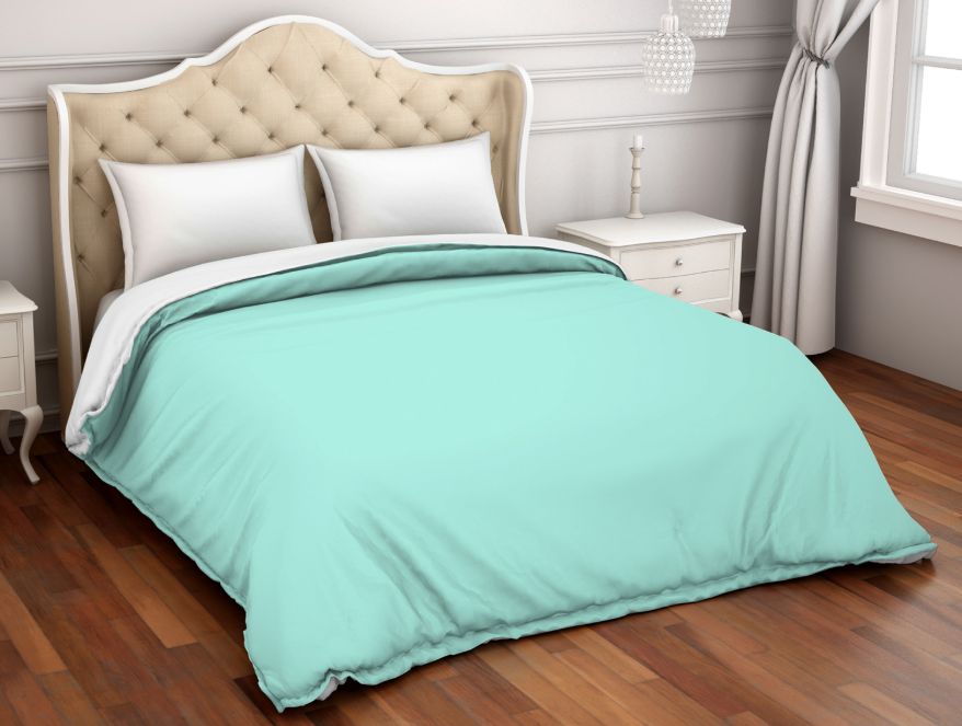 Solid Aqua Green - Light Green 100% Cotton Double Duvet Cover - Hygro By Spaces