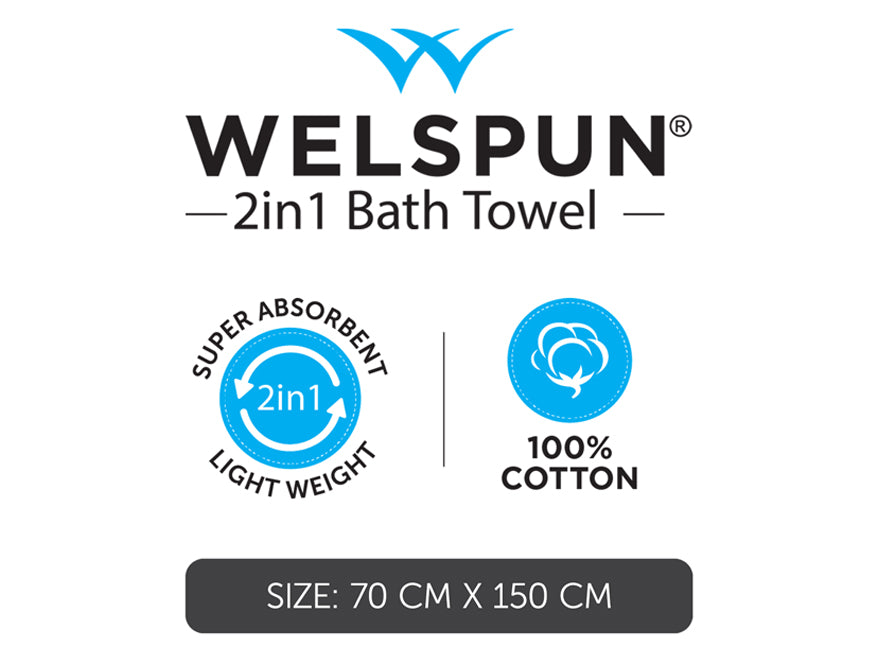 Beige 100% Cotton Bath Towel - 2-In-1 By Welspun