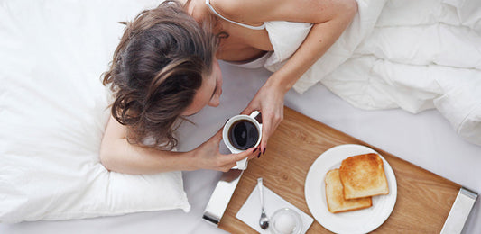 breakfast in bed with summer bedding