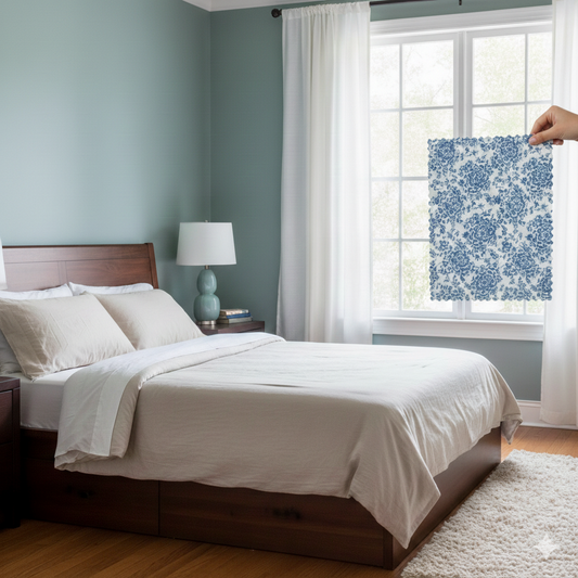 How a bedsheet colour looks in a bedroom before purchase